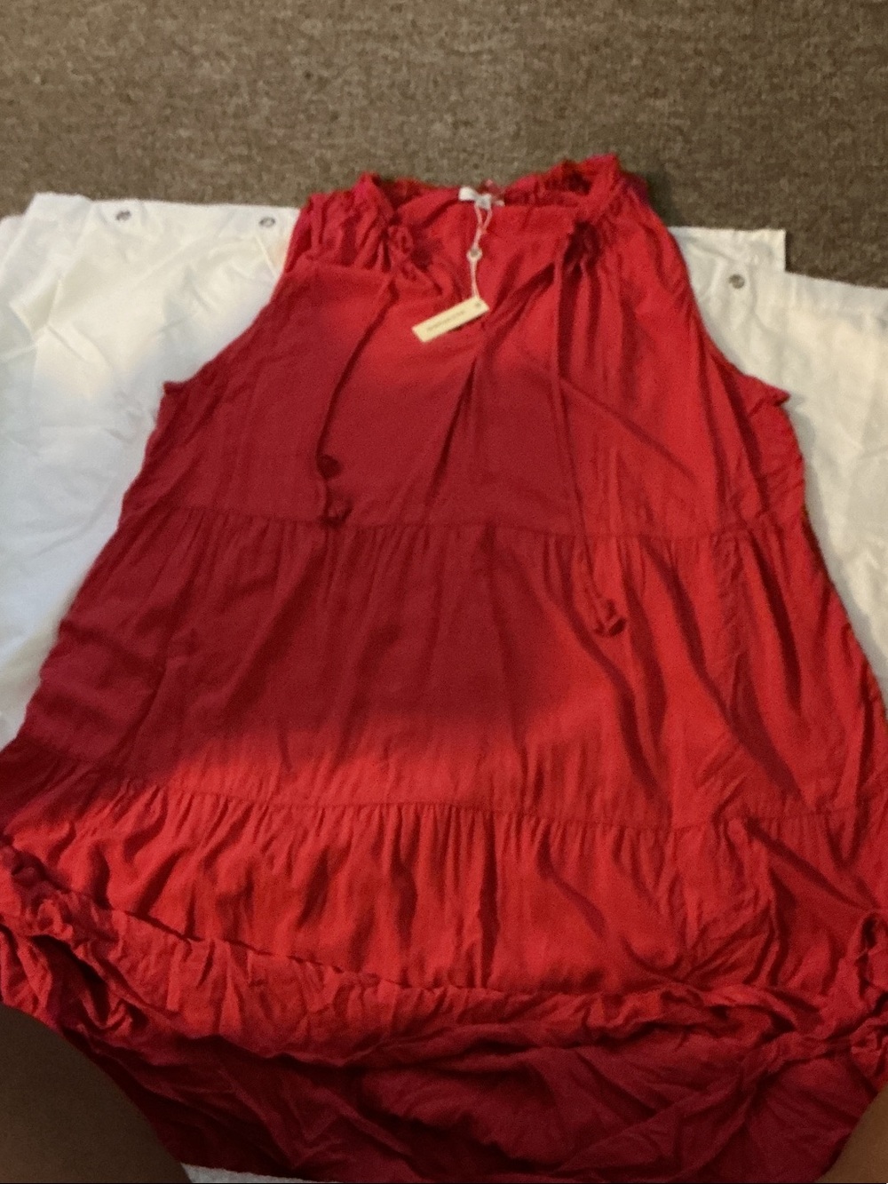 Max Studio Red Sleeveless Tiered Maxi Dress